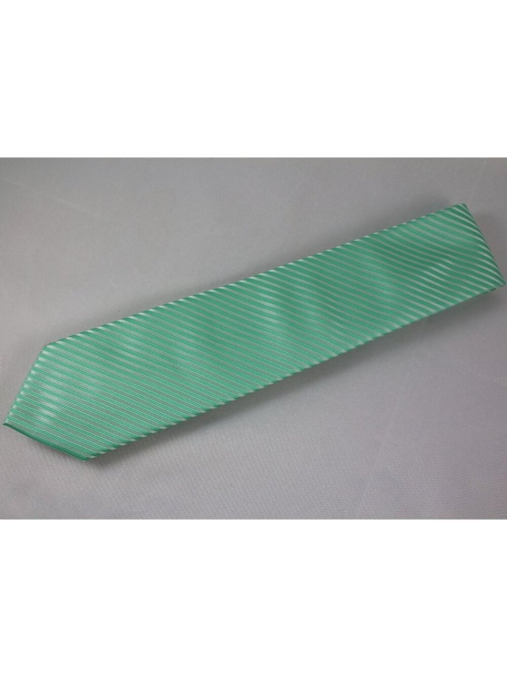 Puccini Men's Mint Green and Silver Narrow Stripe Microfiber Neck Tie 57.5"